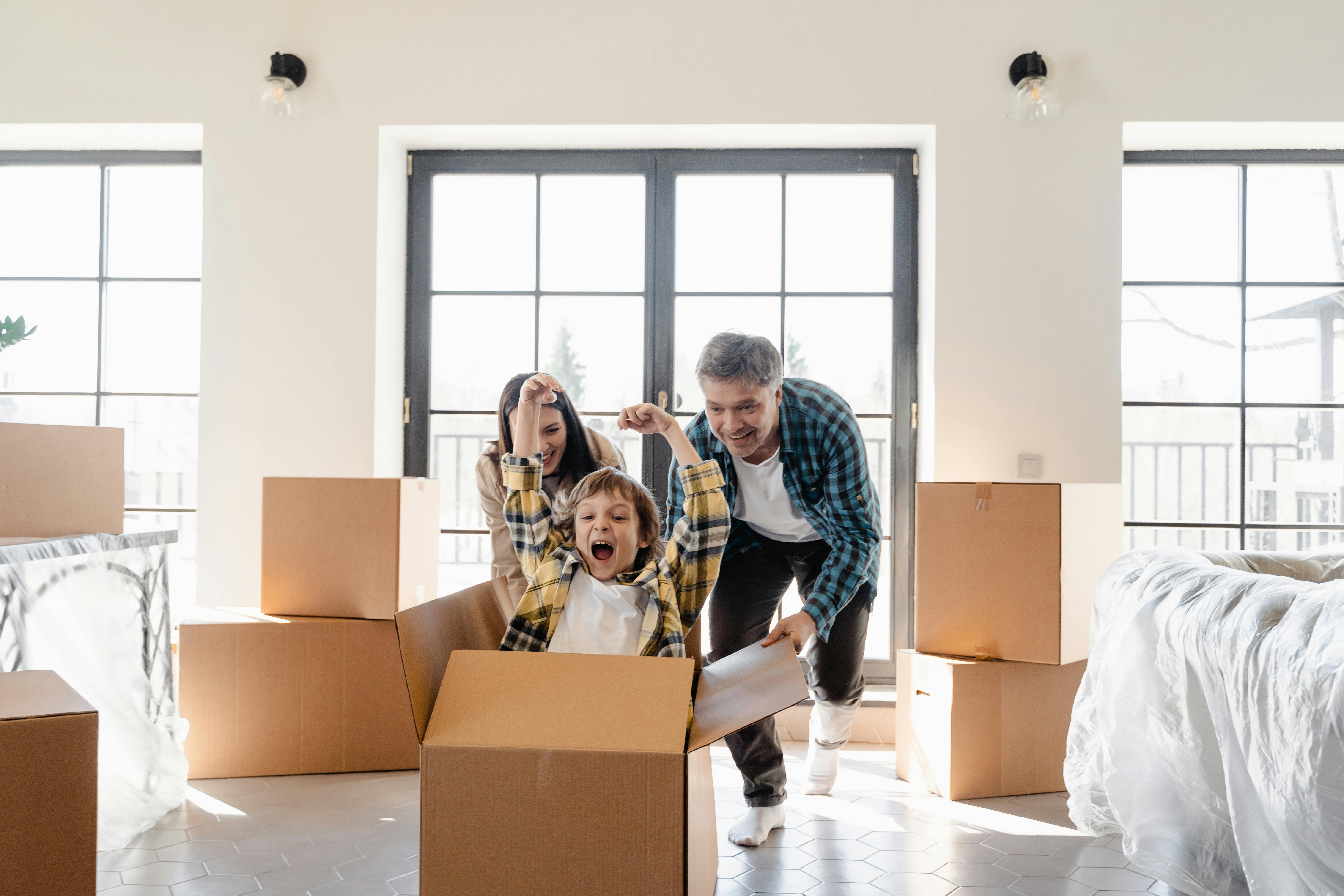 Happy family enjoying a new home