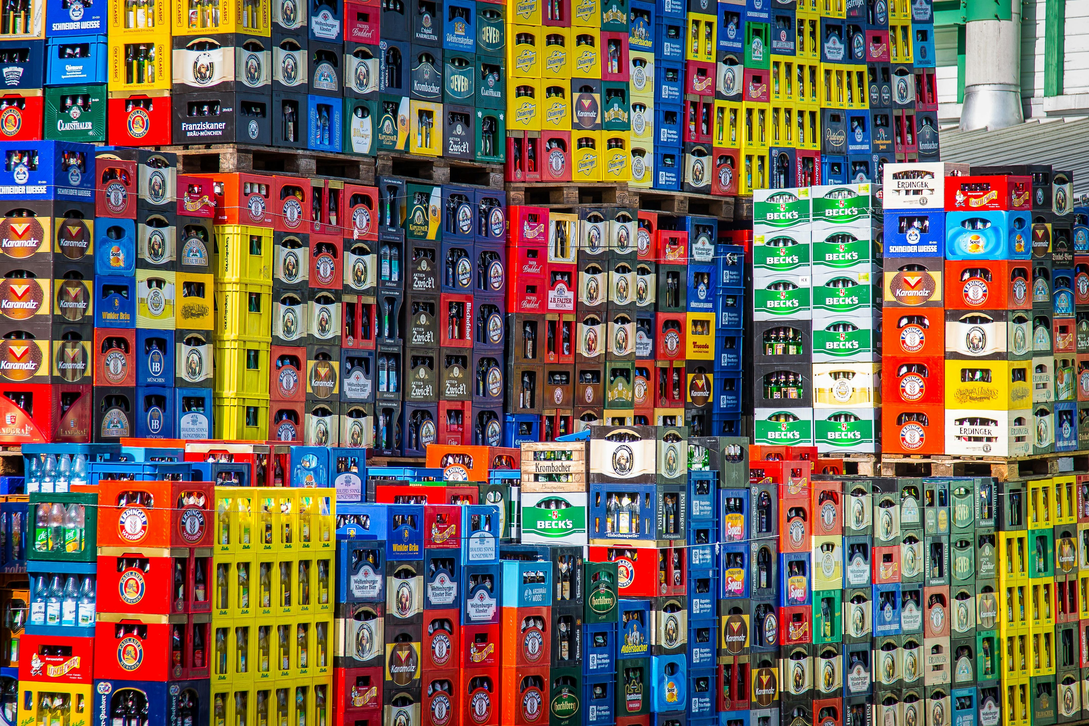 Beer crates in warehouse