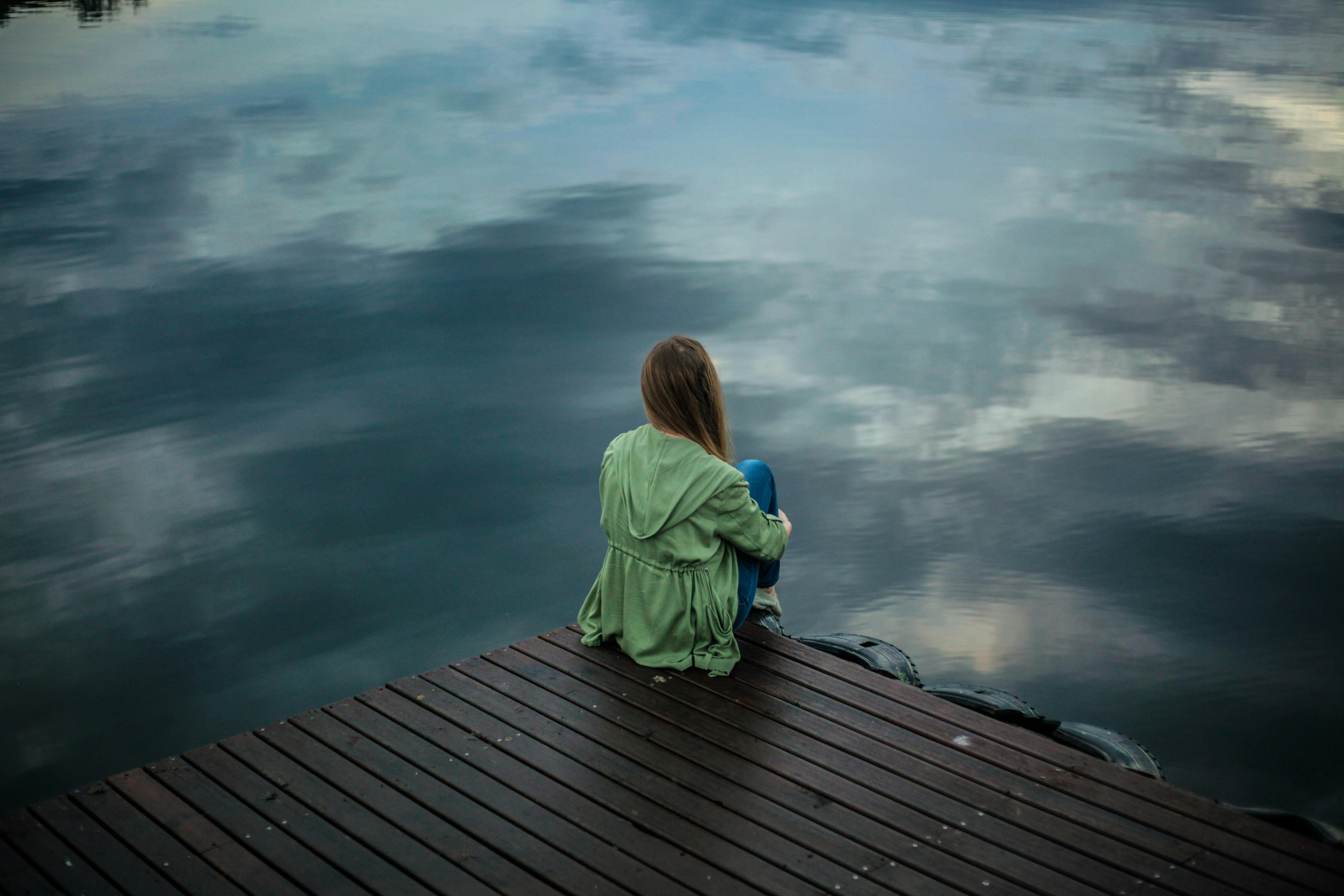 Woman on a wooden dock