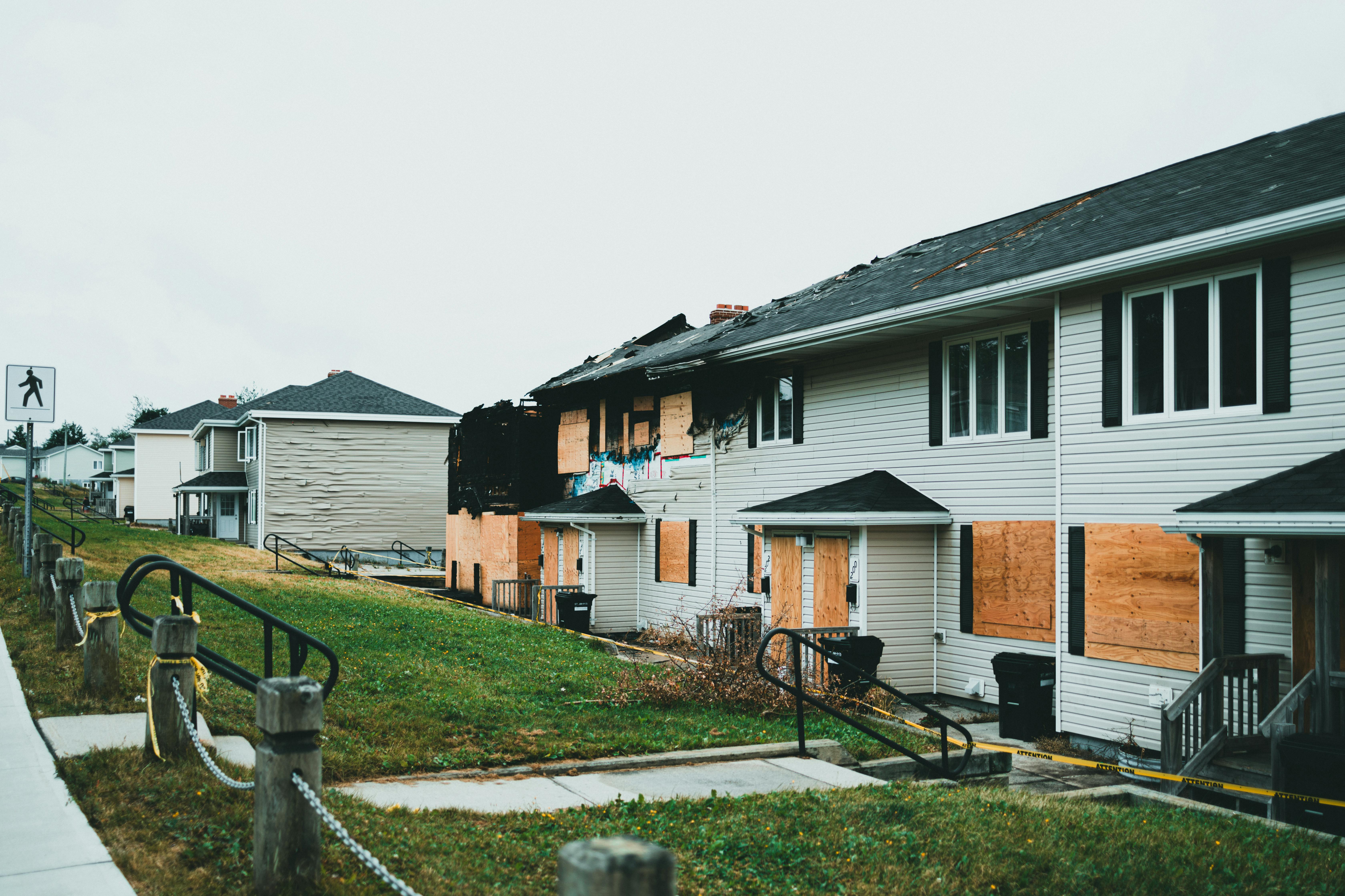 Boarded-up suburban homes