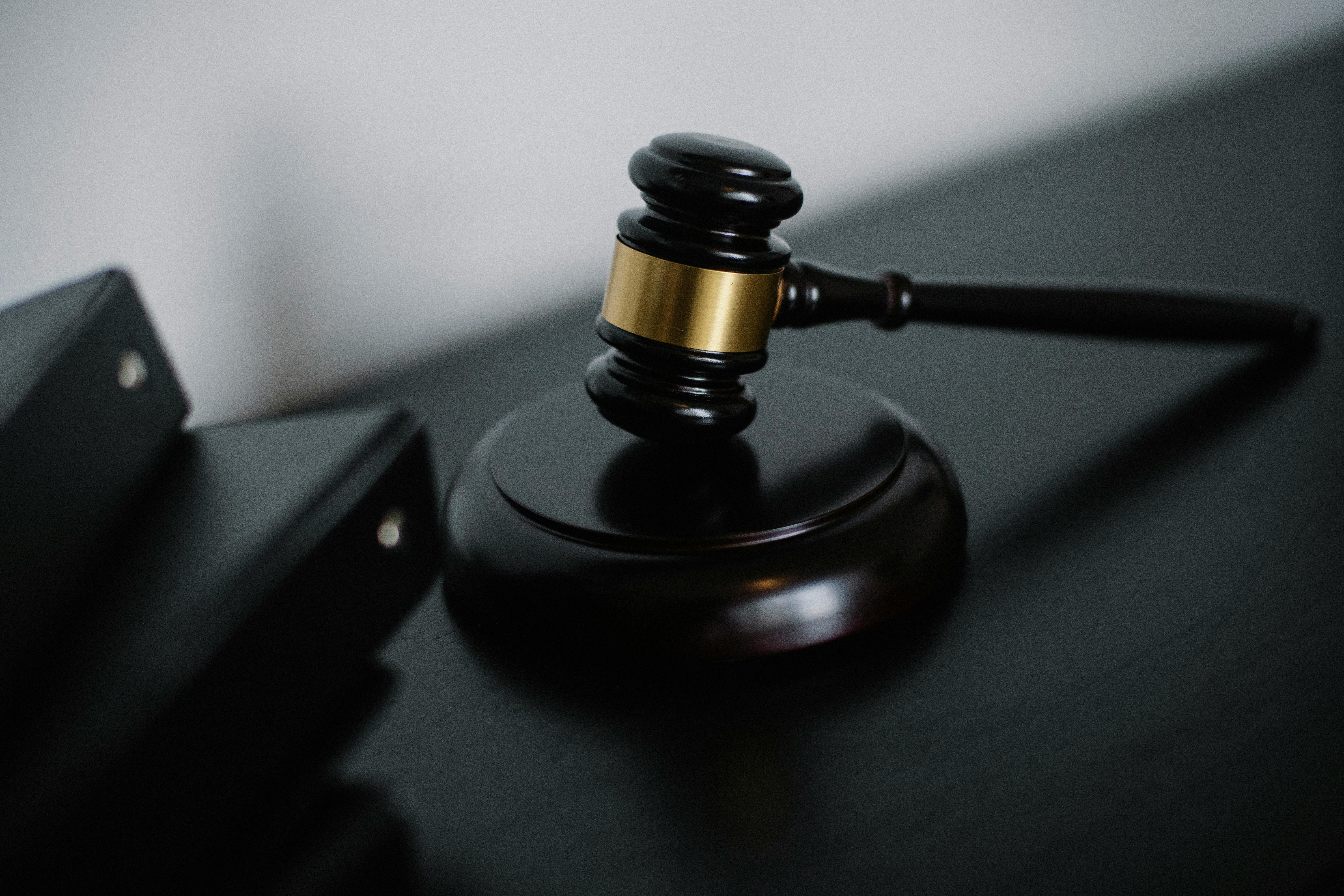 Wooden gavel on a desk