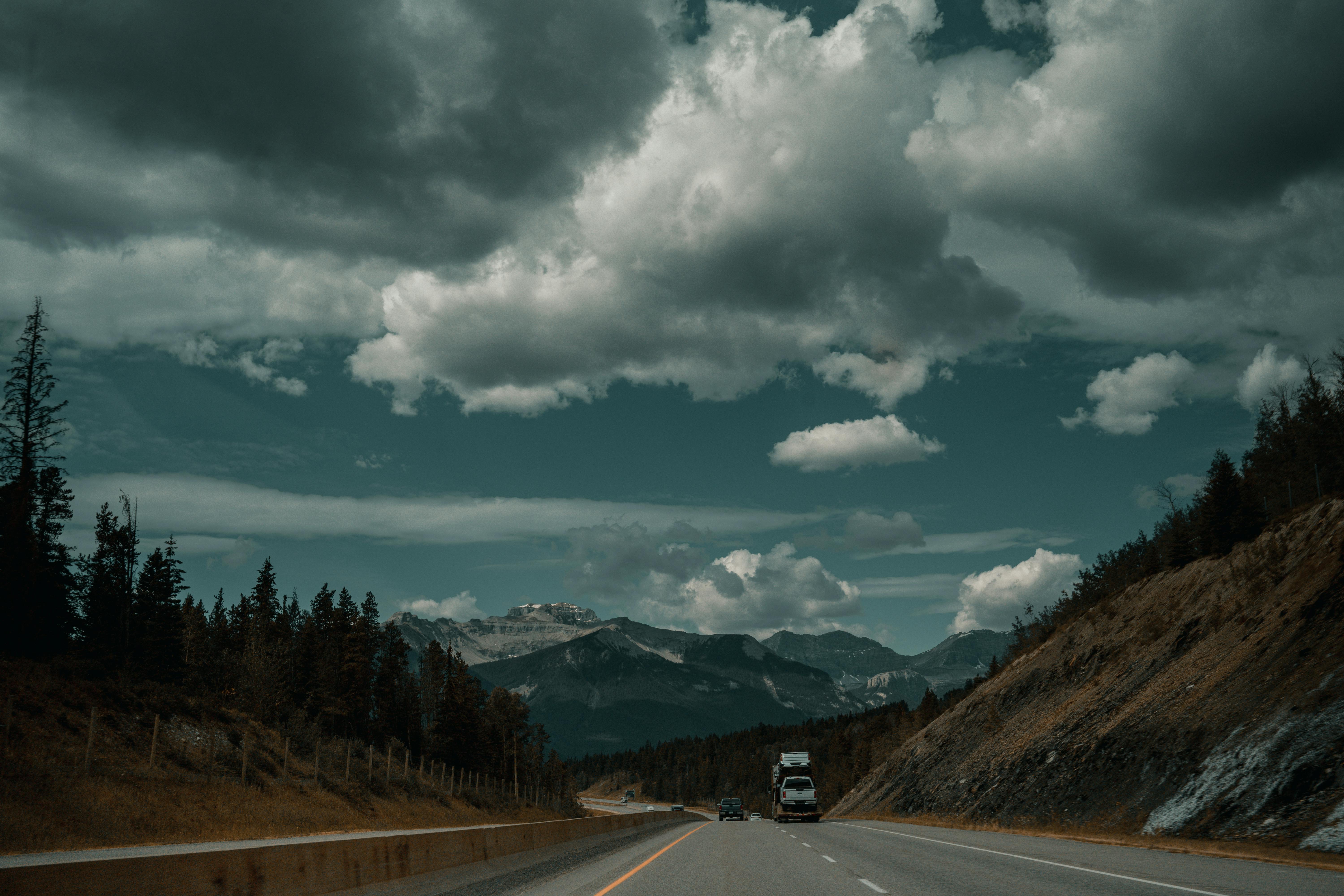 Scenic highway through forests and mountains