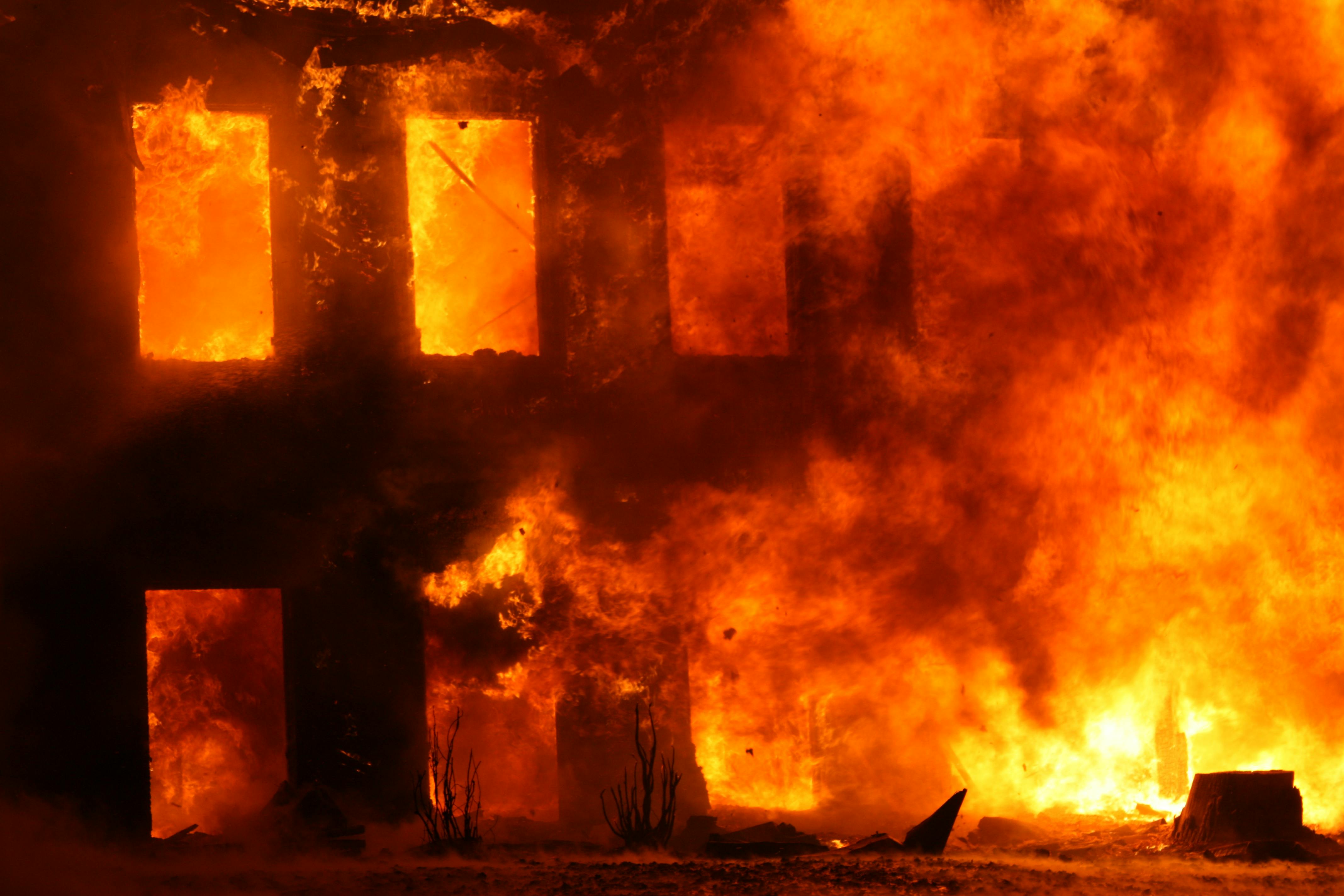 Building engulfed in flames