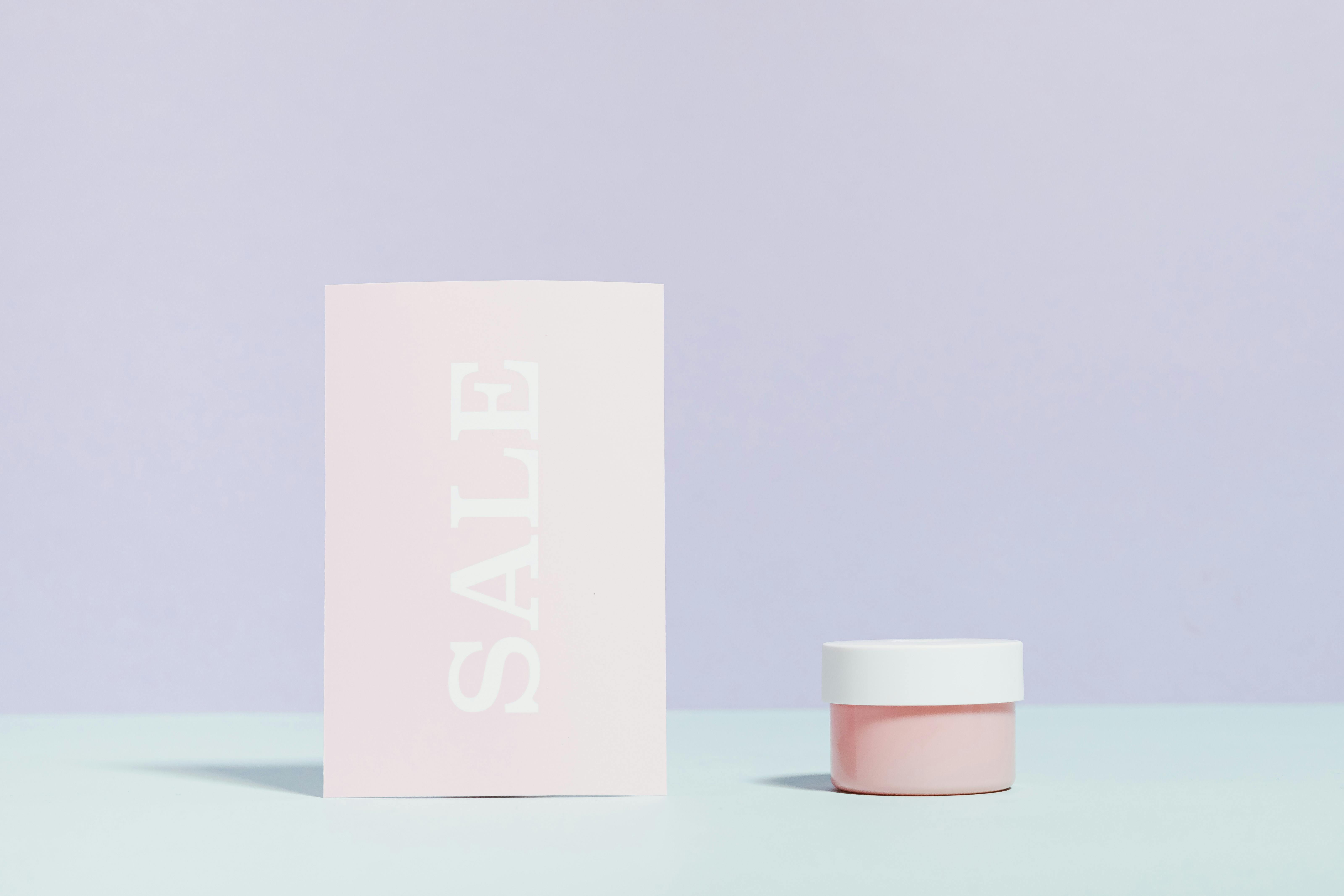 Sale card and cream jar