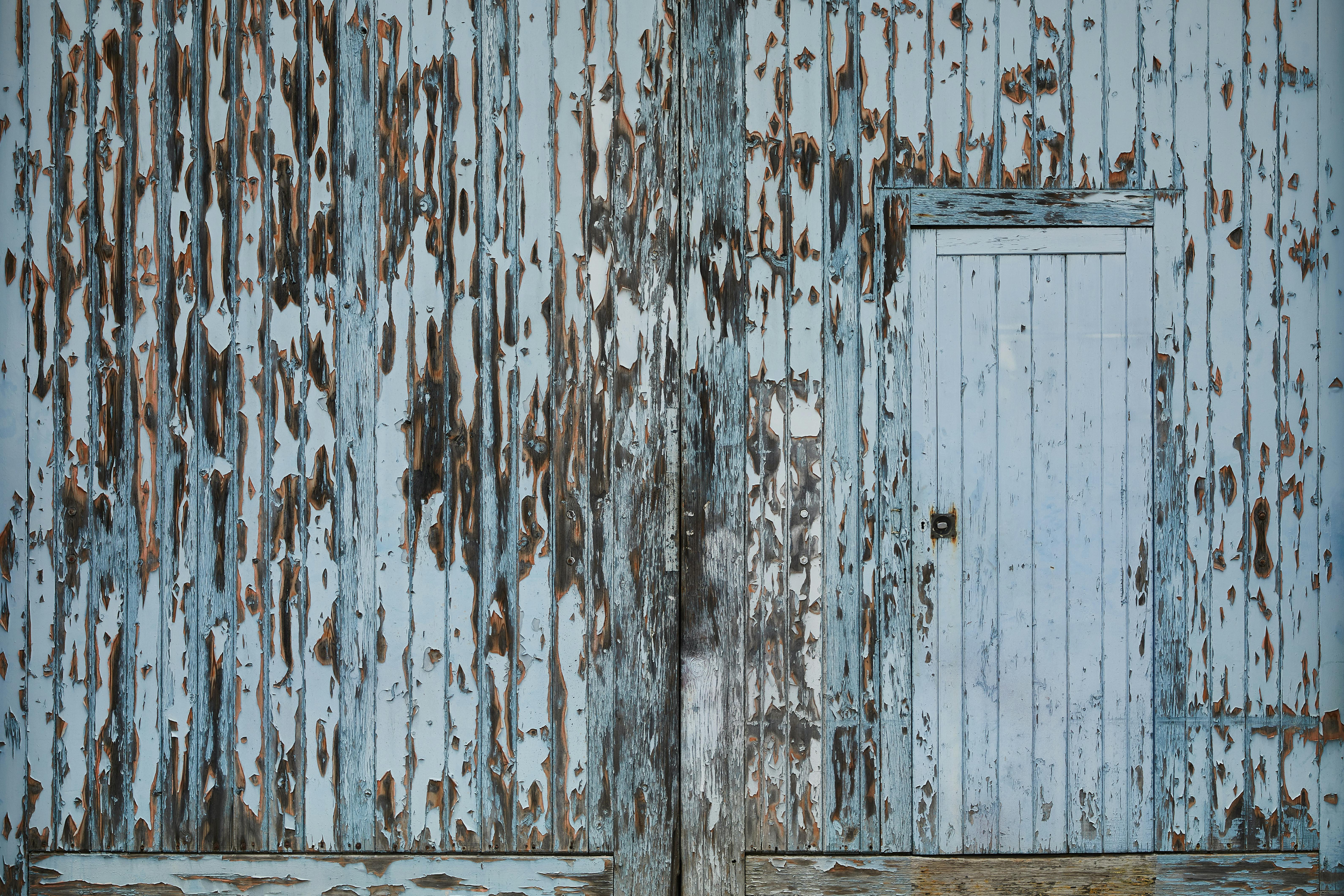 Damaged wooden warehouse