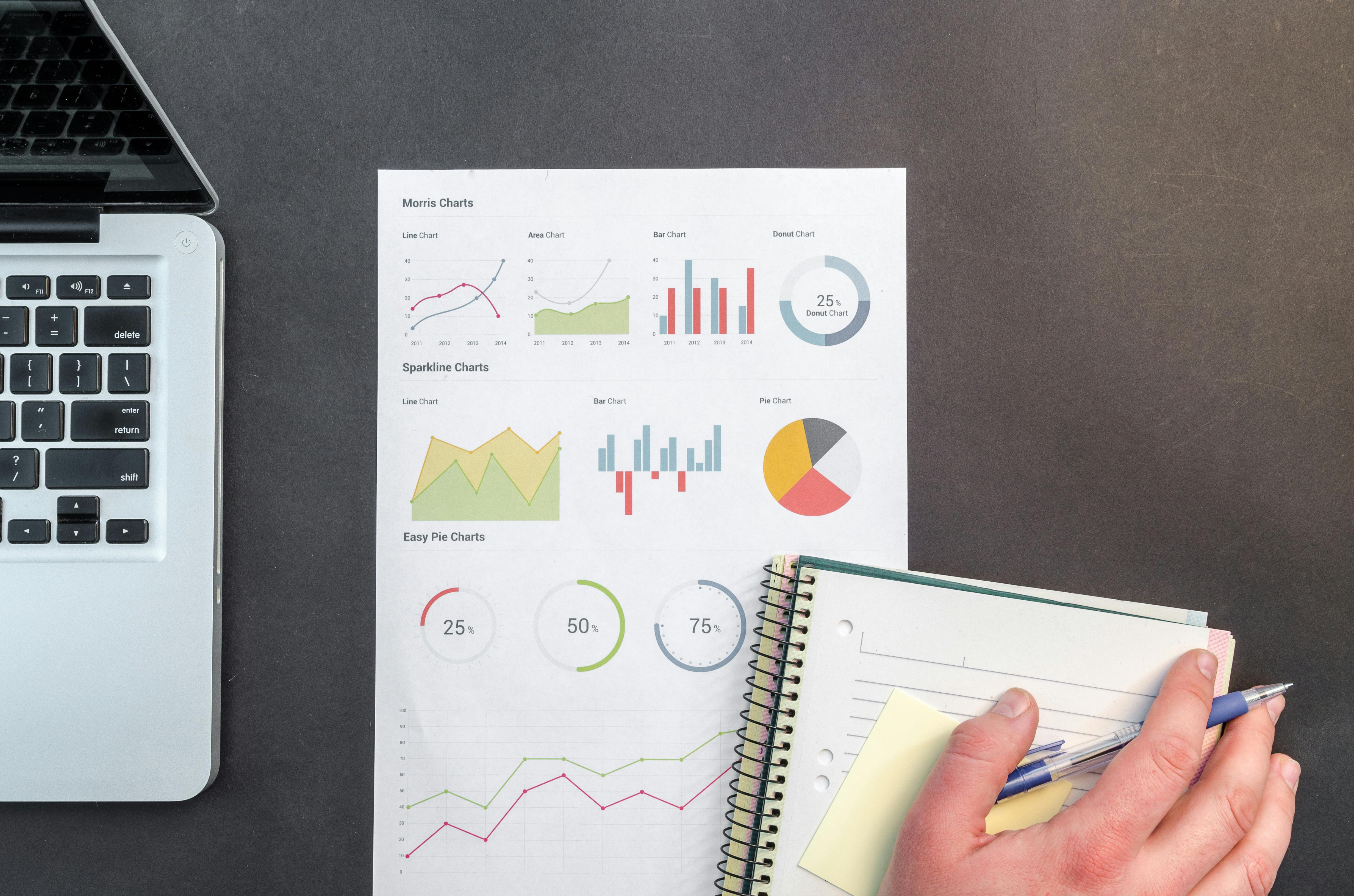 Business Desk with Charts