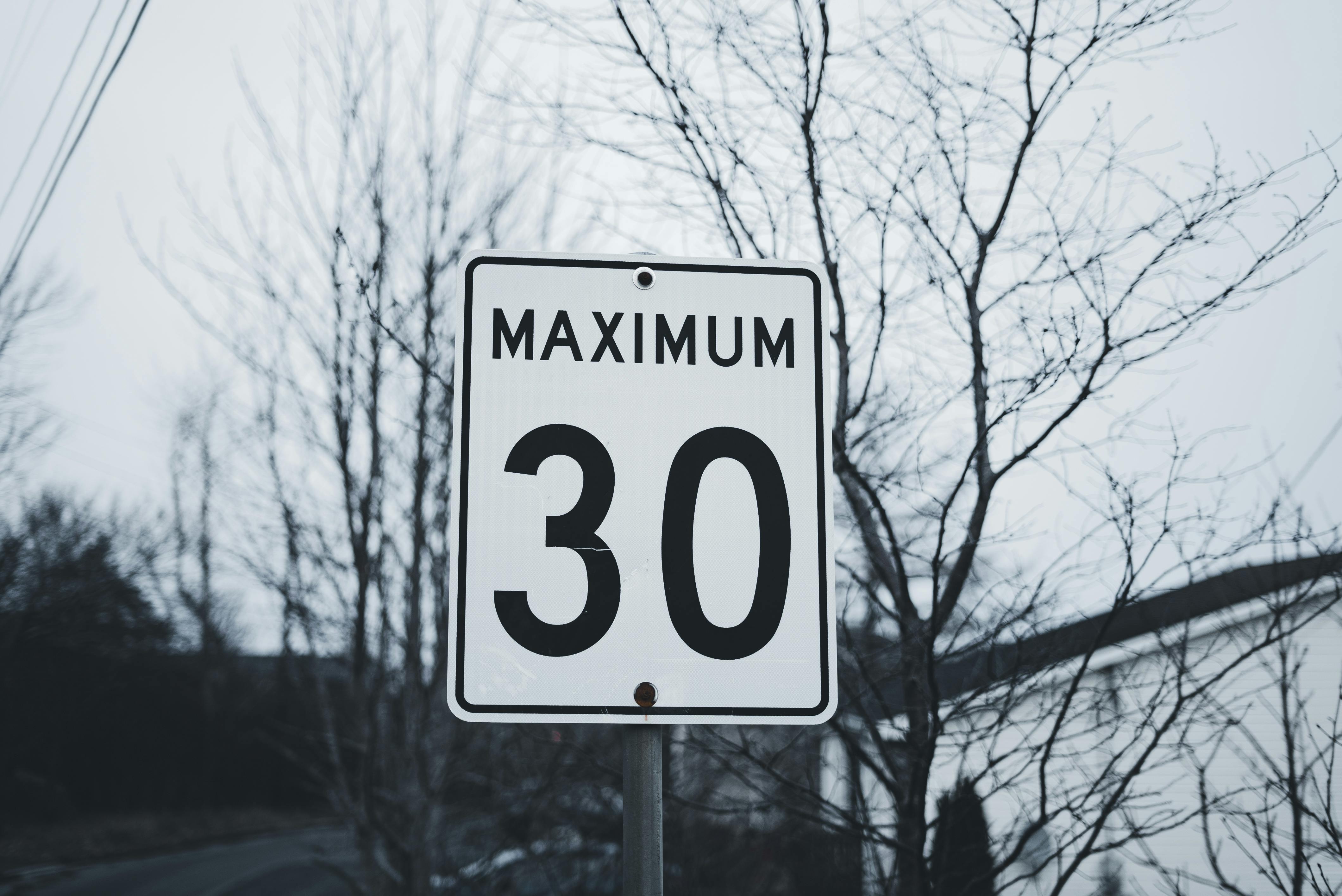 Road sign in winter setting