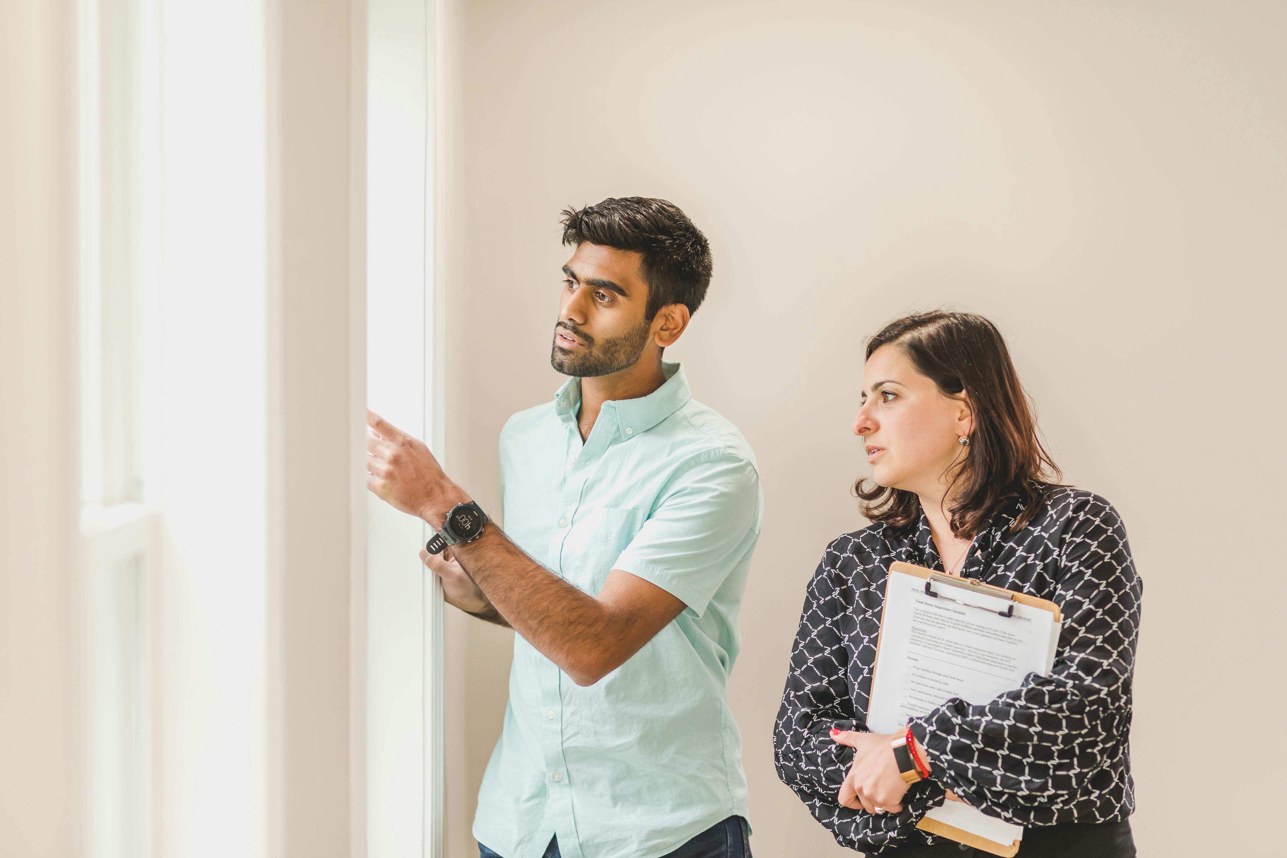 Realtor showing a property