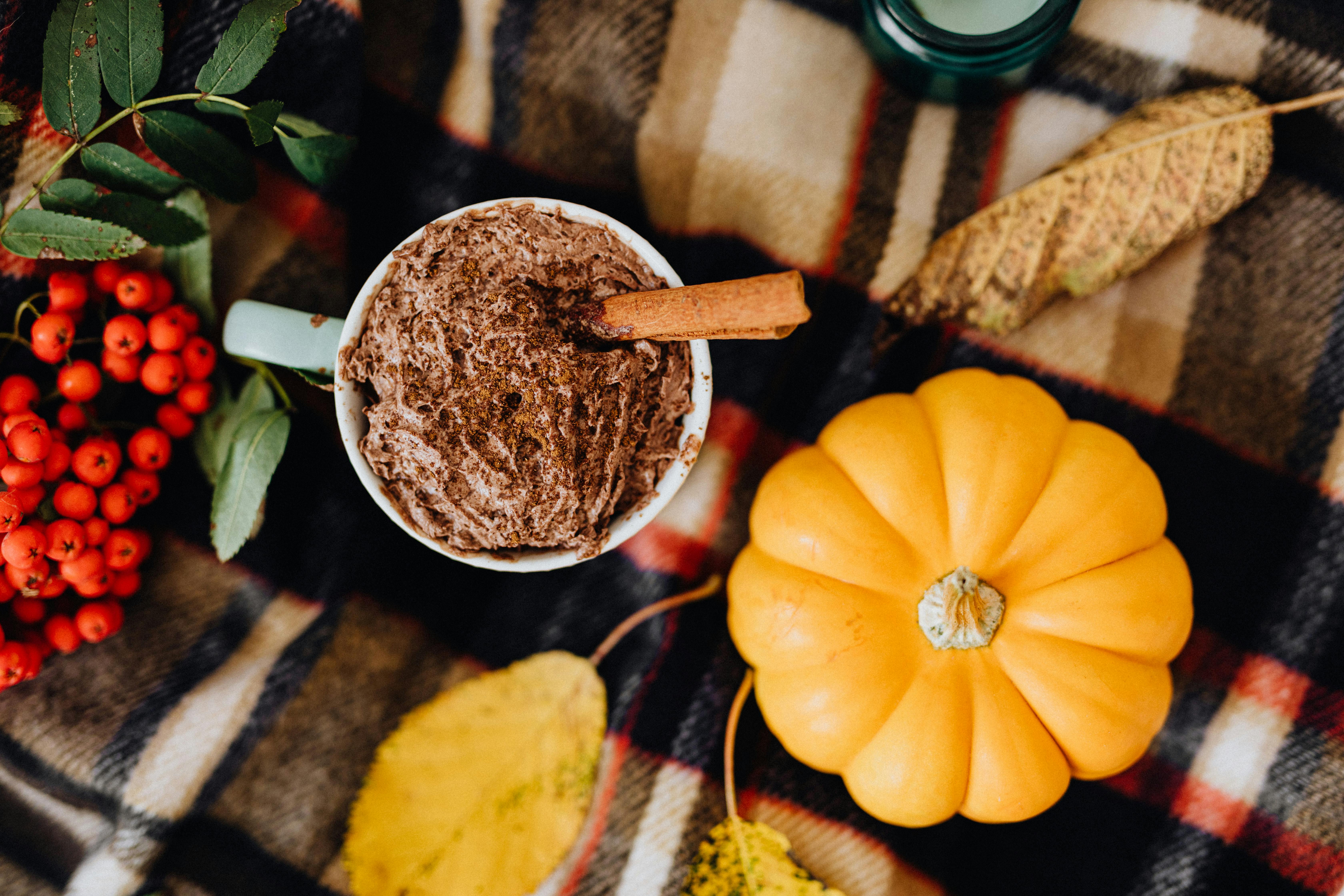 Warm autumn scene with a pumpkin